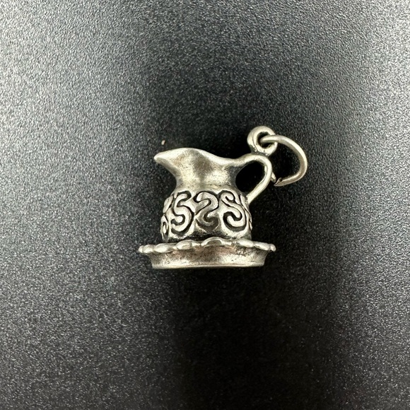 Vintage Jewelry - Vintage Sterling Silver Pitcher and Saucer Charm or Pendant